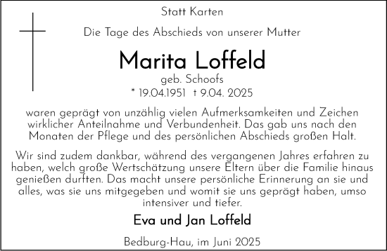 Traueranzeige von Marita Loffeld von NNA