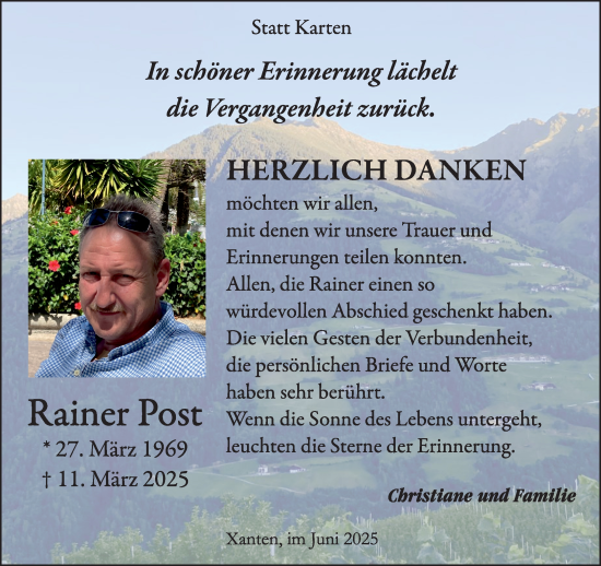 Traueranzeige von Rainer Post von NNA