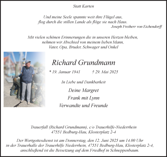 Traueranzeige von Richard Grundmann von NNA