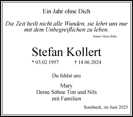 Traueranzeige von Stefan Kollert von NNA