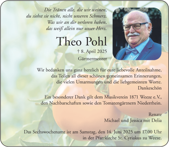 Traueranzeige von Theo Pohl von NNA