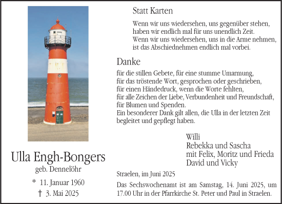 Traueranzeige von Ulla Engh-Bongers von NNA