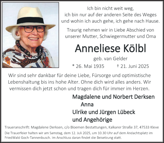 Traueranzeige von Anneliese Kolb von NNA