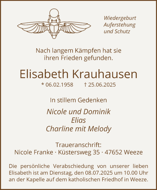 Traueranzeige von Elisabeth Krauhausen von NNA