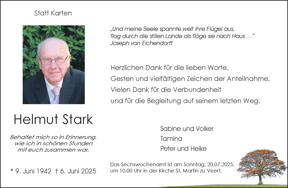  Traueranzeige für Helmut Stark vom 19.07.2025 aus NNA