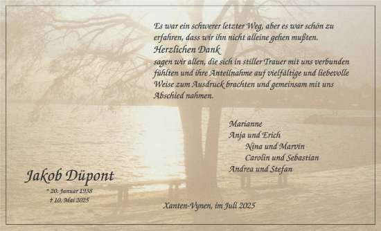 Traueranzeige von Jakob Düpont von NNA