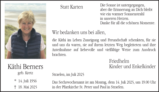 Traueranzeige von Käthi Berners von NNA