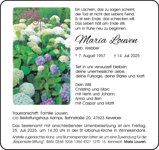 Traueranzeige von Maria Louven von NNA
