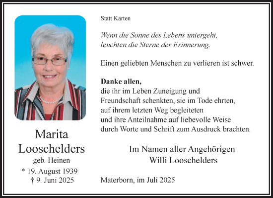 Traueranzeige von Marita Looschelders von NNA