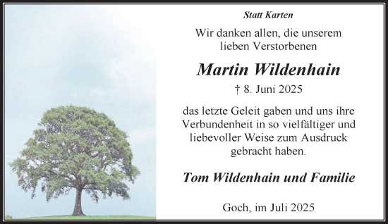 Traueranzeige von Martin Wildenhain von NNA