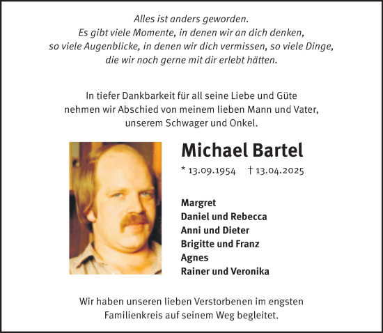 Traueranzeige von Michael Bartel von NNA