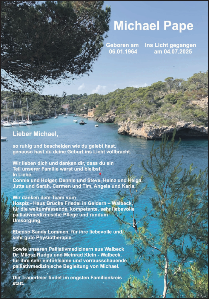  Traueranzeige für Michael Pape vom 12.07.2025 aus NNA