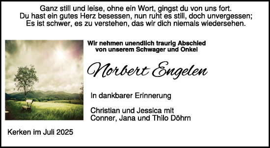 Traueranzeige von Norbert Engelen von NNA