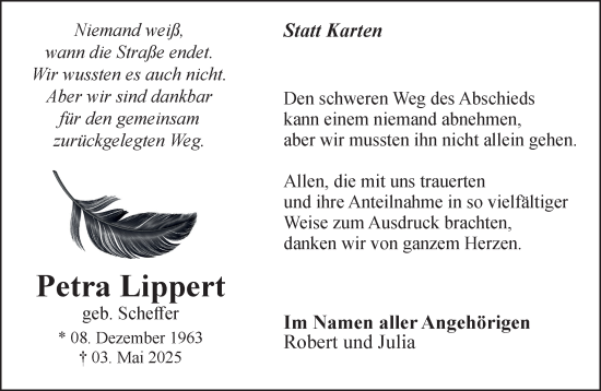 Traueranzeige von Petra Lippert von NNA