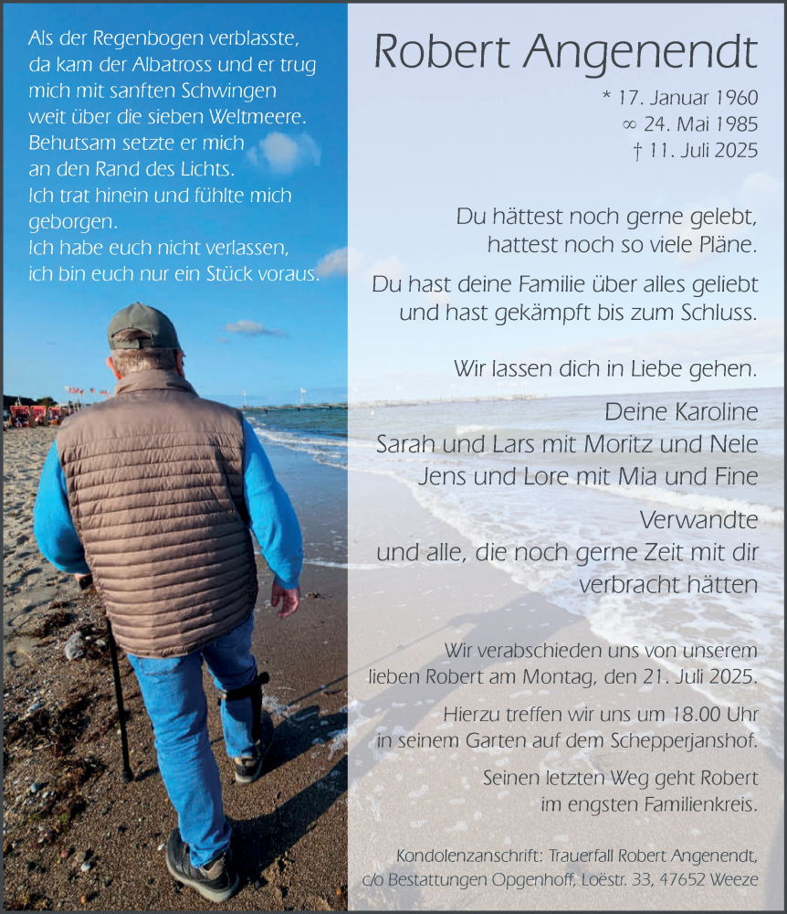  Traueranzeige für Robert Angenendt vom 19.07.2025 aus NNA