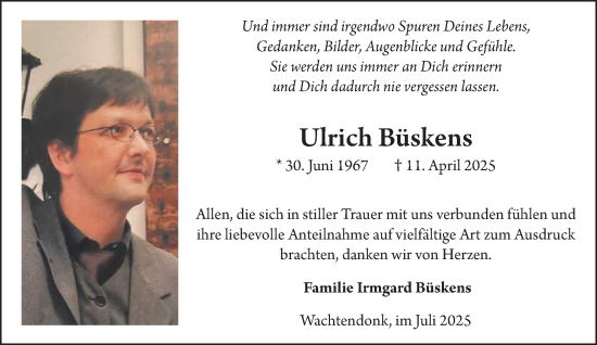 Traueranzeige von Ulrich Büskens von NNA