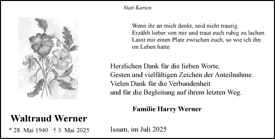 Traueranzeige von Waltraud Werner von NNA