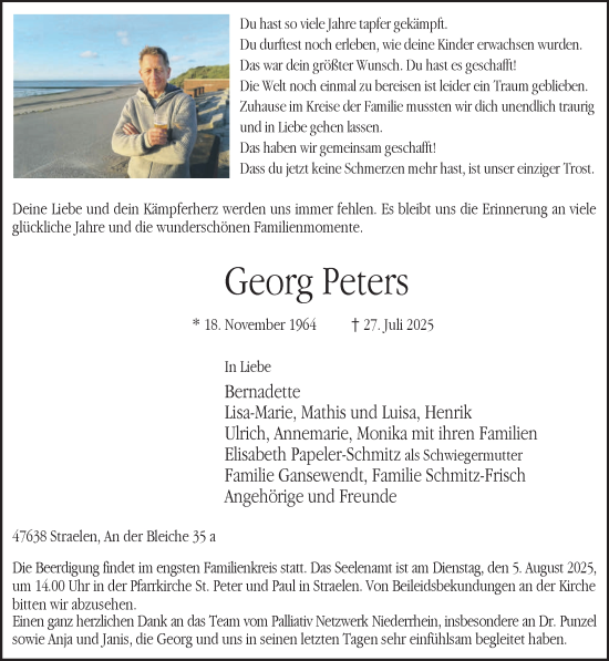 Traueranzeige von Georg Peters von NNA