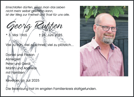 Traueranzeige von Georg Ruffen von NNA