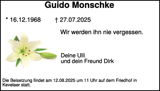 Traueranzeige von Guido Monschke von NNA