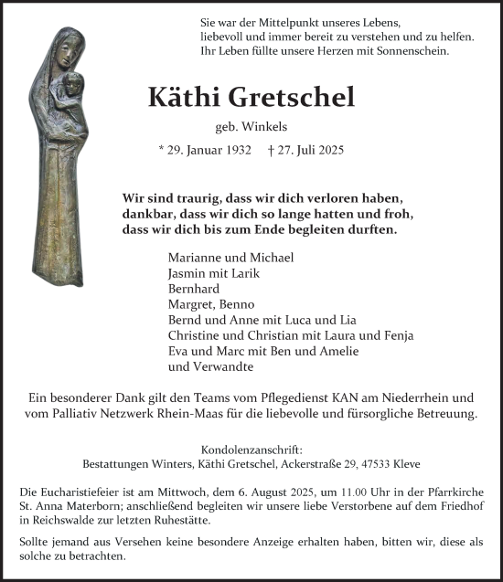 Traueranzeige von Käthi Gretschel von NNA