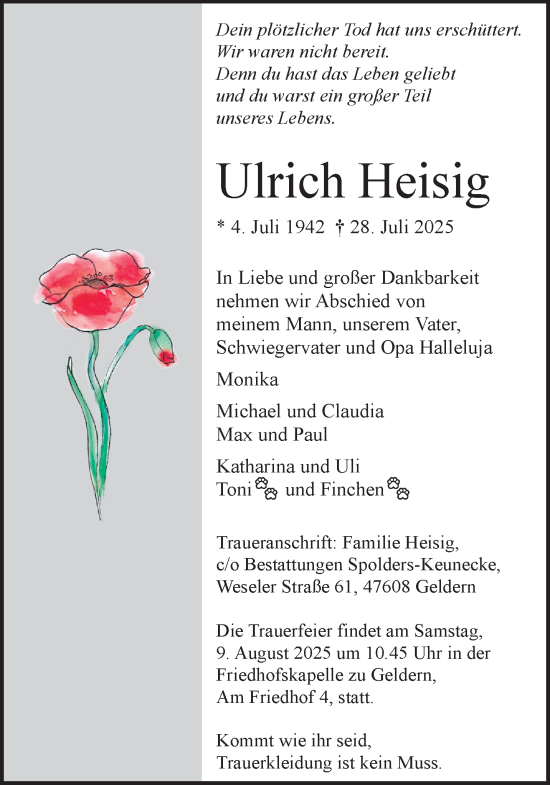 Traueranzeige von Ulrich Heisig von NNA