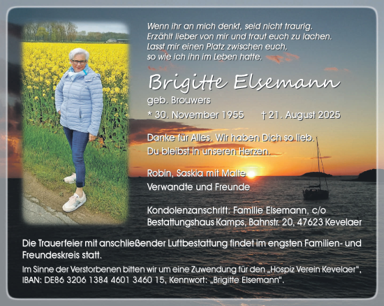 Traueranzeige von Brigitte Elsemann von NNA