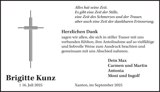 Traueranzeige von Brigitte Kunz von NNA