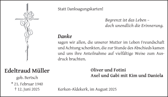 Traueranzeige von Edeltraud Müller von NNA