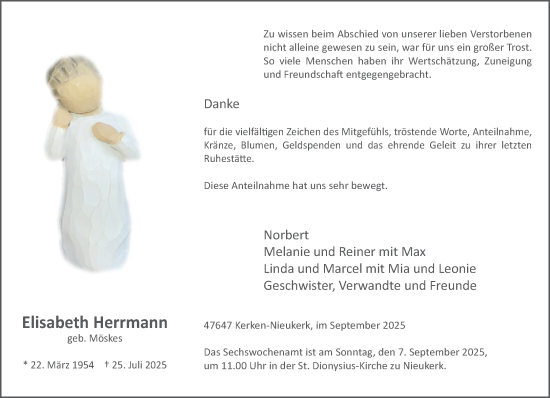Traueranzeige von Elisabeth Herrmann von NNA