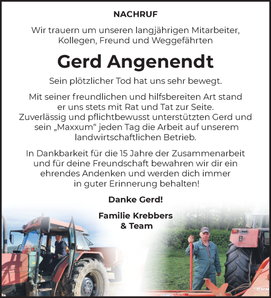 Traueranzeige von Gerd Angenendt von NNA