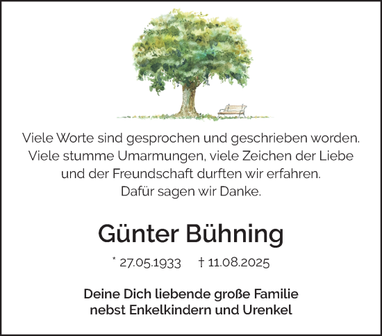Traueranzeige von Günter Bühning von NNA
