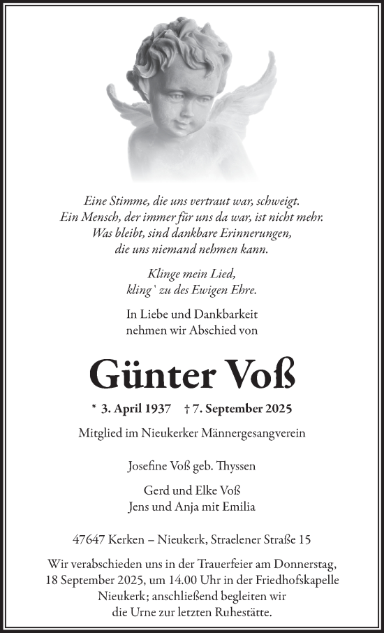 Traueranzeige von Günter Voß von NNA