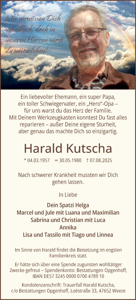 Traueranzeige von Harald Kutscha von NNA