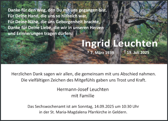 Traueranzeige von Ingrid Leuchten von NNA