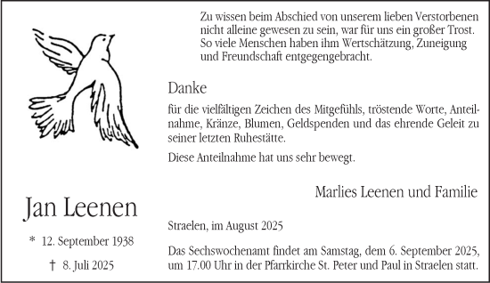 Traueranzeige von Jan Leenen von NNA