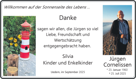 Traueranzeige von Jürgen Cornelissen von NNA