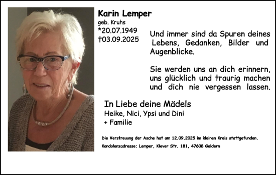 Traueranzeige von Karin Lemper von NNA