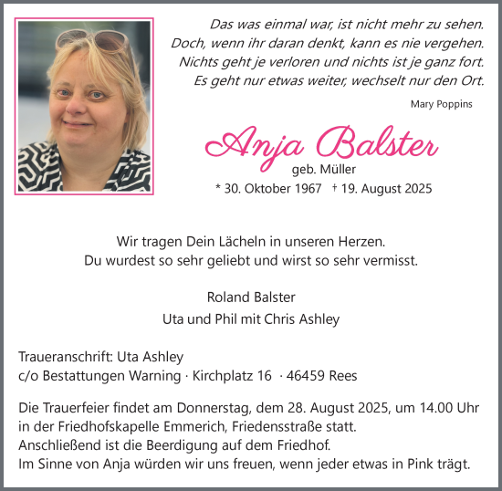 Traueranzeige von Mary Poppins von NNA