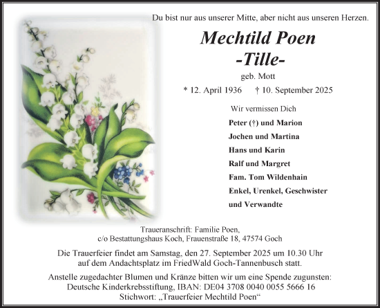 Traueranzeige von Mechtild Poen von NNA