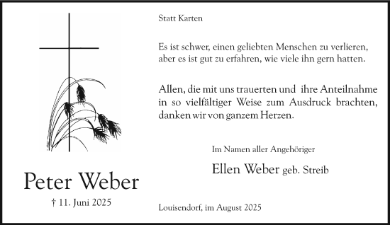 Traueranzeige von Peter Weber von NNA