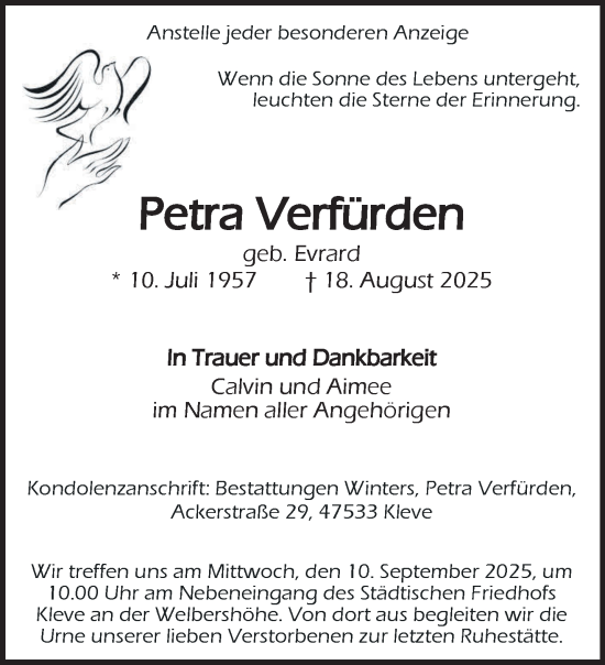 Traueranzeige von Petra Verfürden von NNA