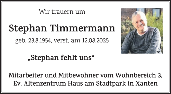 Traueranzeige von Stephan Timmermann von NNA