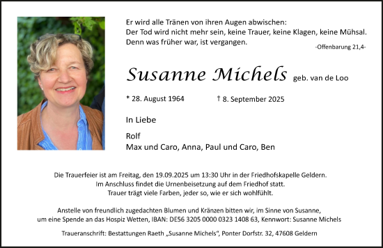 Traueranzeige von Susanne Michels von NNA