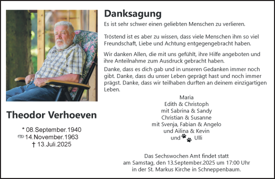 Traueranzeige von Thedor Verhoeven von NNA