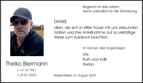 Traueranzeige von Theiko Biermann von NNA