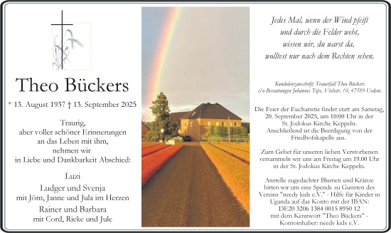 Traueranzeige von Theo Bückers von NNA