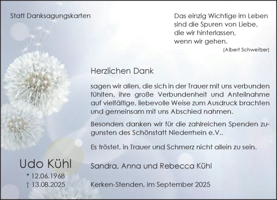 Traueranzeige von Udo Kühl von NNA