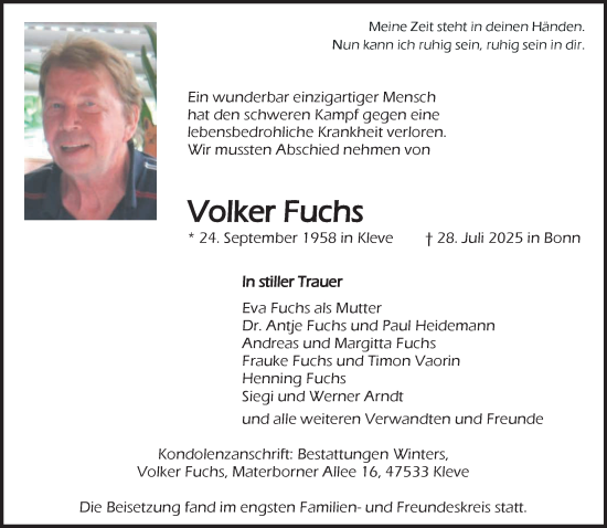 Traueranzeige von Volker Fuchs von NNA