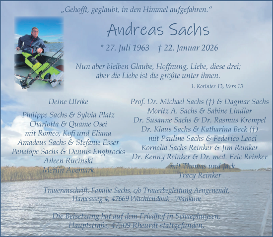 Traueranzeige von Andreas Sachs von NNA
